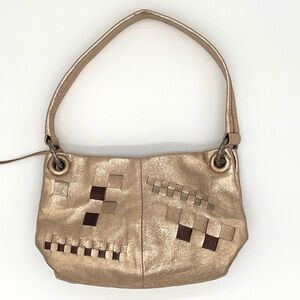 ELLIOTT LUCCA Leather Gold silver woven shoulder bag
